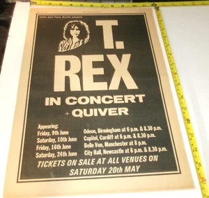T. REX Marc Bolan Vintage Concert Dates AD Advert 1972 Electric Warrior Tour #2 - Picture 1 of 1