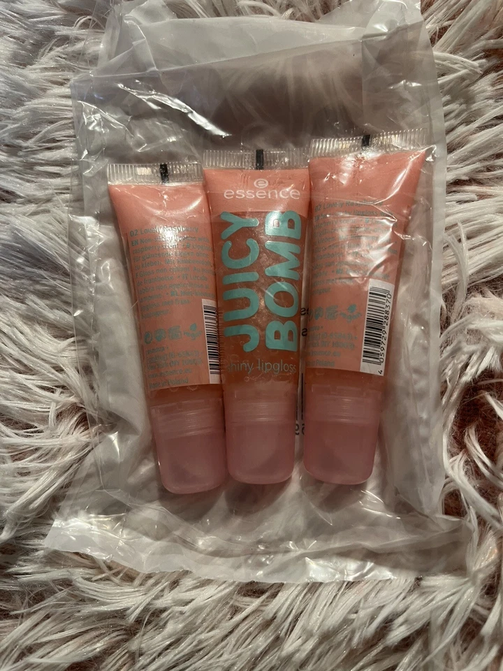 ESSENCE JUICY BOMB LIP GLOSS Lovely  Raspberry 02 NEW 0.33 fl oz 3pk - Image 1 of 1
