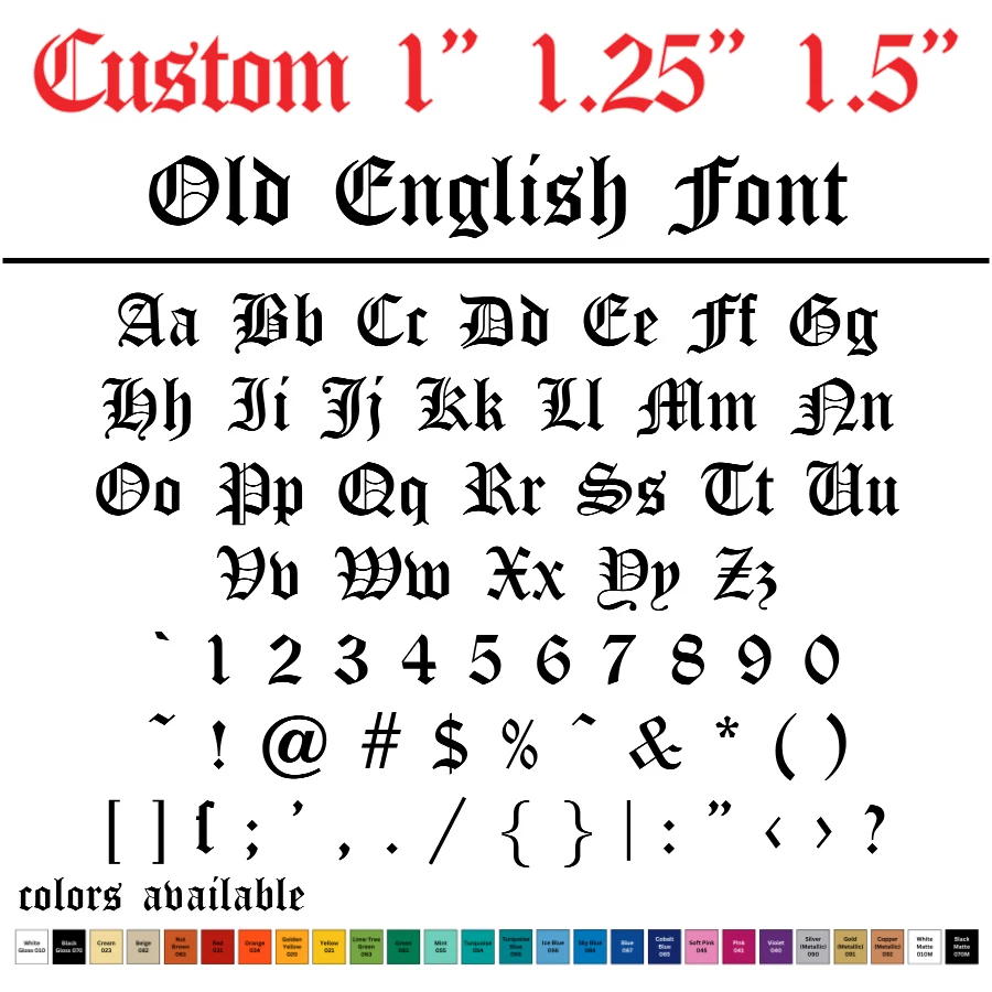 ORACAL OLD ENGLISH Personalized Custom Text Vinyl Letter Sticker Permanent Decal 1 inch