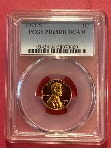 1971 S Lincoln Cent PCGS PR68RD Red DCAM Proof 68 DCAM Cover