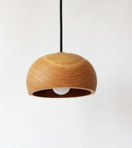 Small island farmhouse lighting wooden lamp shade Modern Pendent Light - Picture 1 of 4