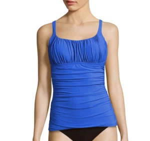 $94 Profile By Gottex Cinched Squareneck Tankini in Perwinkle , size 8 - Picture 1 of 2