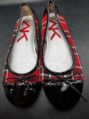 Planos de ballet Anne Klein negros y rojos a cuadros con arco para mujer talla 10 festivos preppy Foto 1 de 4