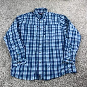 Patagonia Shirt Mens Extra Large Blue Plaid Sun Stretch Hiking Fishing Outdoors - Picture 1 of 10