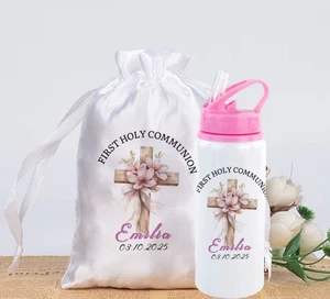 Botella Regalo Primera Comunión Diseño Cruz Personalizada, Bolsa Regalo Niños A Medida - Imagen 1 de 3