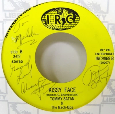 Tommy Satan and The Back Ups RARE Autographed Kissy Face 3 Lonely 45 RPM Record - Image 1 of 4