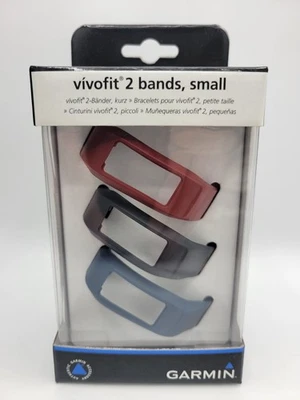 Garmin Vivofit 2 Bands, Small 3pk 黑色/红色/海军蓝 全新带盒 — 第 1/4 张图片