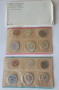 1964 US MINT SET Philadephia & Denver BUnc 10-Coin Silver ~1c 5c 10c 25c 50c OGP - Picture 1 of 13