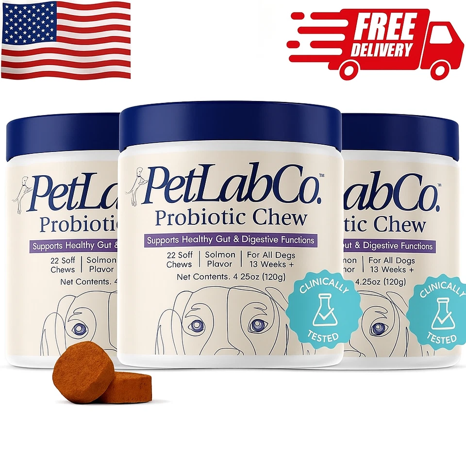 3 PACK PetLab Co. (PetLabCo.) Probiotic Soft Chew For Dogs