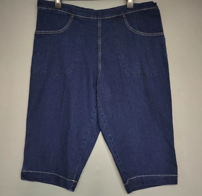 Just My Size Capri Pants Womens 2X Blue Denim Pull On Elastic Waist Stretch NWOT - Image 1 of 4