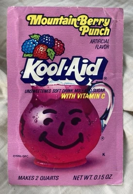 Paquete de sabor ponche de montaña Kool-Aid vintage años 80 - 1986 Foto 1 de 2