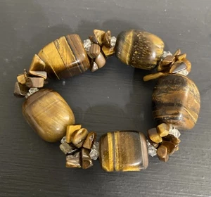 Pulsera elástica ojo de tigre de 18 mm - pieza grande llamativa - PRECIOSA gruesa - Imagen 1 de 8