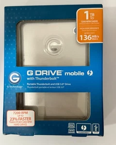 G-Technology G-Drive Mobile Portable USB 3.0 Drive 1 TB 7200 RPM Black 0G03234 - Picture 1 of 3