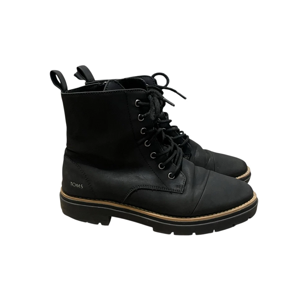 Tom’s Alaya Mujer Cuero Genuino Cómodo Combate Botines Negro 8 Foto 1 de 4