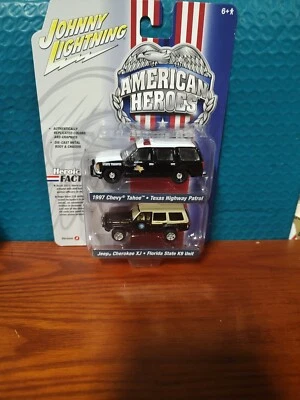 2024 Johnny Lightning 97 Chevy Tahoe Texas Highway Patrol & Jeep Cherokee XJ..K9 - Image 1 of 4