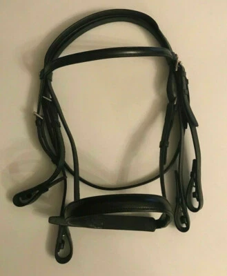 Черная кожаная уздечка Courbette Weymouth Double English Show для выездки лошади из кобуры - Изображение 1 из 3