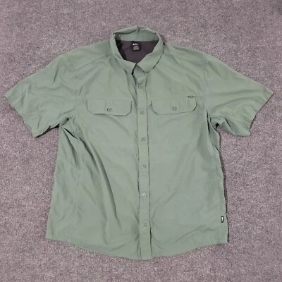 Camisa Rei Cooperativa Abotonada Para Hombre Grande Manga Corta Verde Gorpcore Senderismo Aire Libre Foto 1 de 4