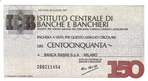 Italy (Miniassegno) 150 lire 1977 P-G1384 Ist. Centr. di Banche e Banchieri UNC - Picture 1 of 2