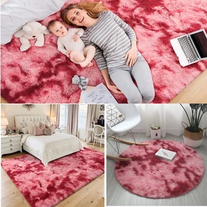 Floor Rug Rugs Fluffy Area Carpet Shaggy Soft Pads Living Room Bedroom Pad Red - Picture 1 of 28