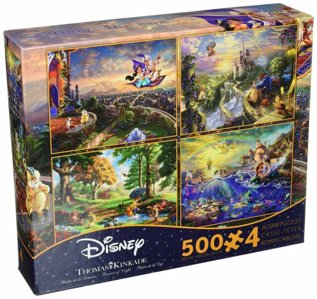Ceaco Thomas Kinkade 4 in 1 Multi Pack Disney Puzzles 500 Piece