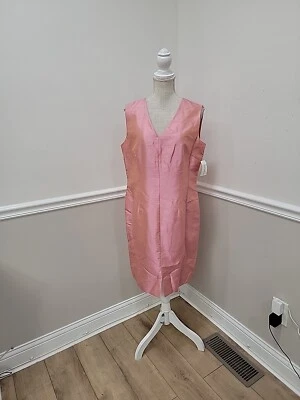 Vestido Spenser Jeremy Rosa 100% Seda Iredesent Dupioni Hasta la Rodilla Talla 14 Foto 1 de 4