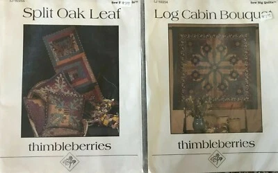Lot 2 Thimbleberries Applique Quilt Patterns Split Oak Leaf & Log Cabin Bouquet - Image 1 of 4