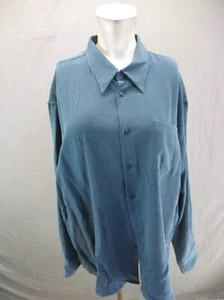 BUGATCHI Size XL Mens Turquoise 100% Silk Button Up Collar Long Sleeve Shirt 536 - Picture 1 of 11