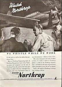 Watch Northrop Aircraft Whistle While We Work Vintage Print Ad 1941 - Picture 1 of 6