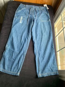 NEW NWT Liz Claiborne Women's Pants Size 14 Denim Cropped roll up wide - Picture 1 of 8