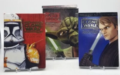 Star Wars: The Clone Wars Complete Seasons 1 2 3 DVD Lot in Original Boxes Foto 1 de 4