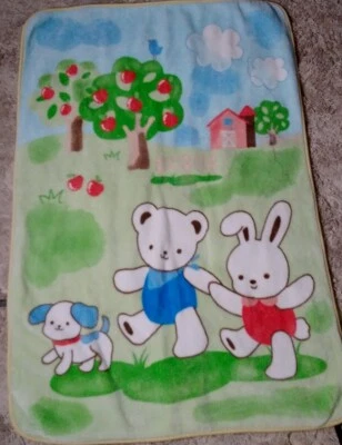 KOYO Fleece Crib Blanket Rabbit, Bear, Dog - JAPAN MADE  - Image 1 of 4