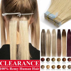 200G Thick Tape in Russian Remy Human Hair Extensions Invisible Skin Weft Blonde - Picture 1 of 62