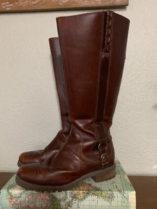 Ariat Salen Women's Knee-high Brown Leather Boots Roper Side Zip Sz 9B Riding - Picture 1 of 12