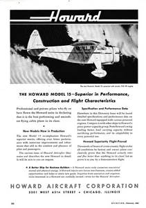 Anuncio de avión Howard Model 15 1940 1/14/2025 g - Imagen 1 de 1