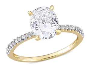 2.00 Carat (ctw) Lab-Created Moissanite Solitaire Engagement Ring 14K Yellow Gol - Picture 1 of 29