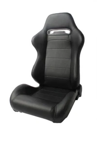 Cipher Auto Black Premium Leatherette Black Stitch Universal Racing Seats PAIR - Picture 1 of 7