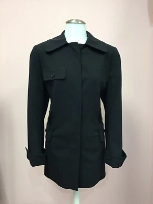 Blazer largo chaqueta de diseñador de lana ligera negra grande Akris Punto 12 para mujer Foto 1 de 4