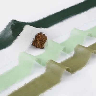 3pcs 1set 3 Color Ripped Ribbon DIY Bow Decorative Strip Tassel Trim Edge Sew 5m - Image 1 of 4