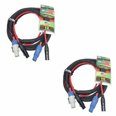 2 PowerCon Dual Link Cables 10 ft Blue A & XLR Male to Grey B & XLR Female Prox - Изображение 1 из 2