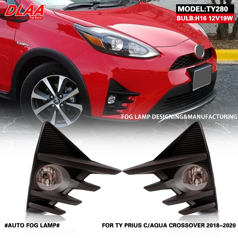 Conjunto de 2 luces antiniebla delanteras con parrillas de lente transparente parachoques para Toyota Prius C Foto 1 de 4