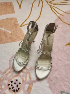 NEW Antonio Michael Size 7 Silver Strappy Sandals Stiletto  - Picture 1 of 6