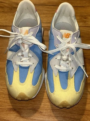 Tênis New Balance 327 PS infantil EUA 5 multicolorido amarelo azul vermelho sapatos de lona - Imagem 1 de 4
