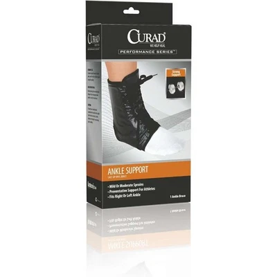 Curad виниловая поддержка лодыжки на шнуровке большая (черная) - Изображение 1 из 2