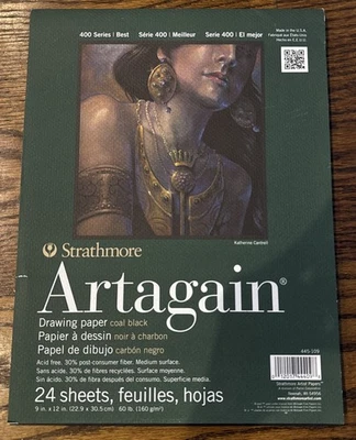 Strathmore 400 Series Artagain Drawing Paper Pad 9x12" Coal Black (24 sheets) - Image 1 of 4