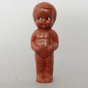 Celluloid Kewpie Doll Boy Dark Brown 3.25 In Tall Miniature Antique 1930s - Picture 1 of 9