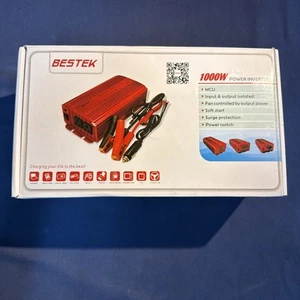 Bestek 1000W Battery Power Inverter w/ 2 AC DC 12V to 110V Tested Works 60HZ - Picture 1 of 7