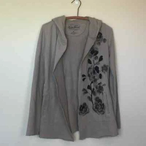 LUCKY BRAND Taupe French Terry Hooded Cardigan XS - Picture 1 of 8