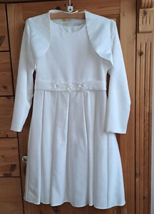 Kommunion- Blumenmädchenkleid(Gr. 128) mit Bolero (Gr. 134) - off white - Bild 1 von 15