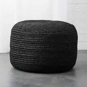 Pouf Black Dye Jute Cover Home Decor Living Room Ottoman Foot Stool Cover Only - Picture 1 of 8