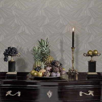 Geo wave drop mocha taupe tan cream brass metallic lines textured wallpaper 3D - Image 1 of 4